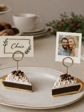 Chocolate Pie Place Card Holders – Set of 2 | Handmade Clay Table Decor Holidays
